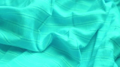 Soft Texture Blue Green Turquoise Mint Striped Cotton Fabric, Clothes, Macro, Cl Video stock 169221245