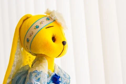 Soft toy on gray background. Foto stock