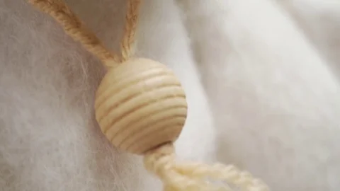 Soft toy of wool (felt) handmade: white bear cub, teddy bear. Video stock 79450184