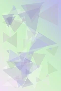 Soft translucent triangle shapes swirl across a mint and lavender gradient,.. Stock Illustration