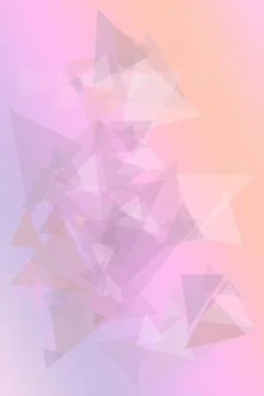 Soft translucent triangles drift across a pastel pink and lavender gradient.. イラスト素材