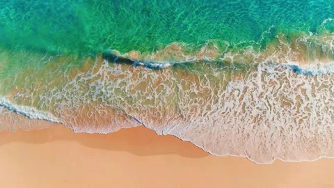 Soft transparent wave of turquoise ocean on the yellow sand of a Mexican beach. Stock Footage 270315550