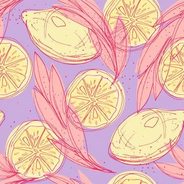 Soft tropical pattern with lemons. Stock Illustration