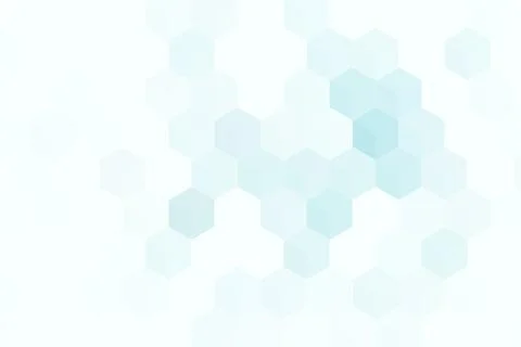 Soft turquoise hexagons form a sparse geometric network on a nearly white b.. Stock Illustration