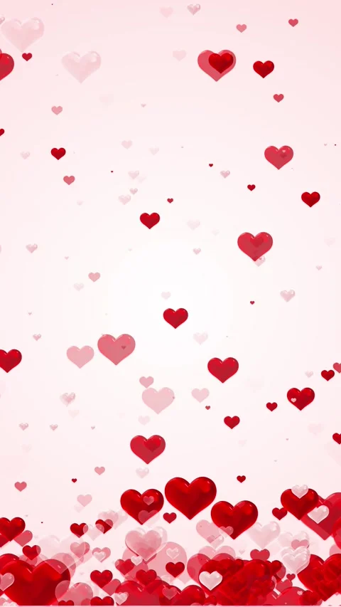 Soft Valentine hearts motion background red and pink love shapes floating over a Stock Footage 340415664