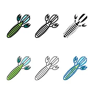 Soft variations bait fishing accessory color icon vector Stock Illustration