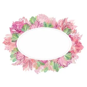 Soft Vector Oval Floral Frame Stock Illustration