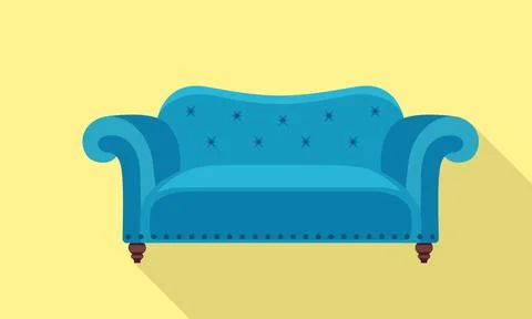 Soft vintage sofa icon, flat style Stock Illustration