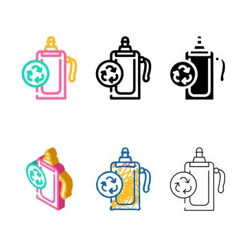 Soft water bottle looks zero waste color icon vector Stock Illustration