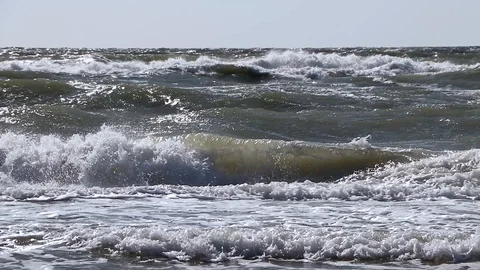 Soft wave of blue ocean on sandy beach. Background. Stock Footage 94422805