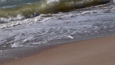 Soft wave of blue ocean on sandy beach. Background. Stock Footage 94422837