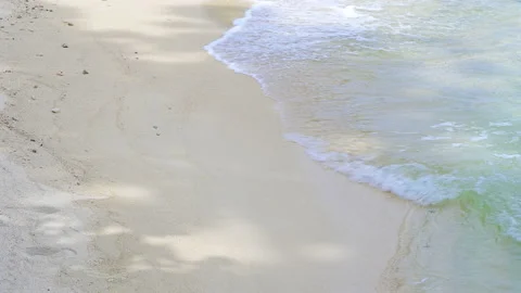 Soft wave with the blue ocean on a sandy beach. Stock Footage 158346587