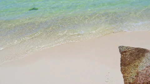 Soft wave with the blue ocean on a sandy beach. Stock Footage 159198117