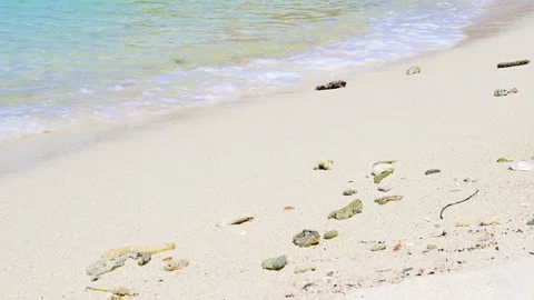 Soft wave with the blue ocean on a sandy beach. Stock Footage 159198482