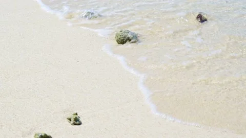 Soft wave with the blue ocean on a sandy beach. Stock Footage 159200160