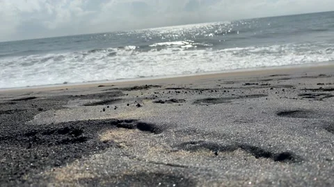 Soft wave of blue ocean on sandy beach. Stock Footage 164238915