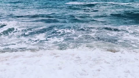 Soft wave of blue ocean on sandy beach. Nature Background. Stock Footage 165266687