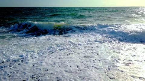 Soft wave of blue sea on stone beach at Seaford, UK 4k video Stock-Footage 140103494