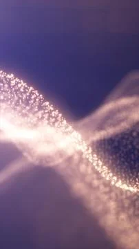 A soft wave of golden particles flowing over a purple background, evoking mot Stock Illustration