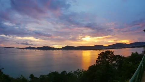 Soft wave ripple with golden reflection, mountain long distance,  colorful cl Stock Footage 131921468