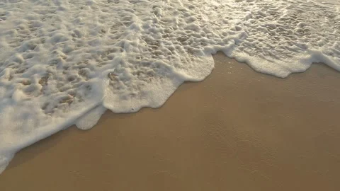 Soft wave on sand beach, copy space for text. Stock Footage 257663949