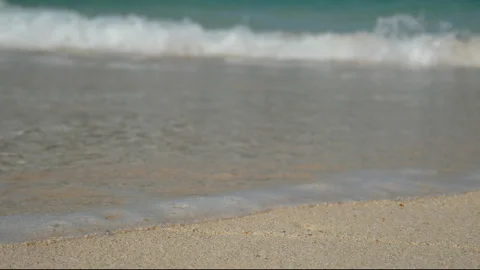 Soft wave of the sea , clear water on the white sand beach Stock Footage 135961995