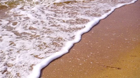 Soft wave of the sea or ocean on the sandy beach Stock Footage 72297607