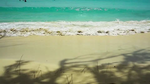 Soft wave of the sea on the sandy beach Stock Footage 49131731