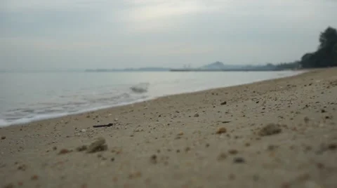 Soft wave of the sea on the sandy beach. Serene and peaceful holiday background  Video stock 50399558