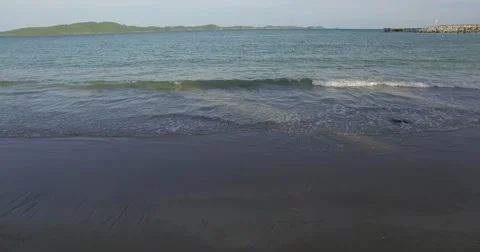 Soft wave of the sea on the sandy beach Stock Footage 67987029