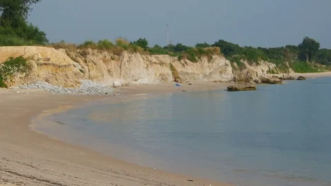 Soft wave of the sea on the sandy beach Stock Footage 70871511
