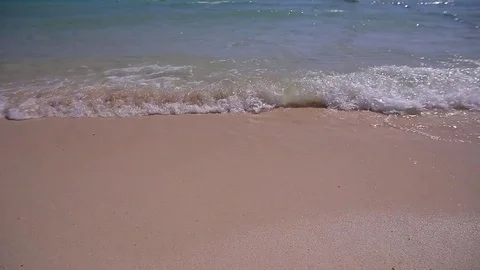 Soft wave of the sea on the sandy beach of Thailand Stock Footage 78711563