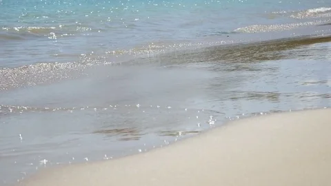 Soft wave of the sea on the sandy beach Stock Footage 81465738