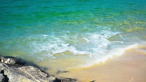 Soft wave of the sea on the sandy beach. Stock Footage 86297426