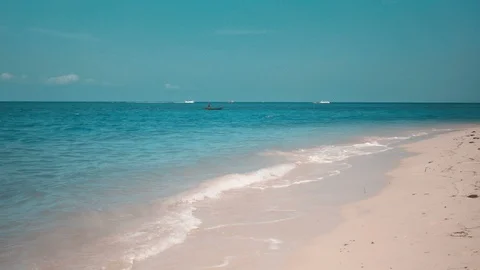Soft wave of the sea on the sandy beach Stock Footage 87539525