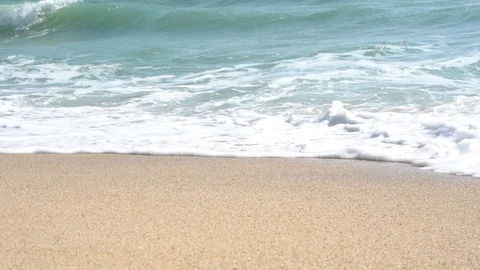 Soft wave of the sea on the sandy beach with white clean foam. Nature concept Stock Footage 103442244