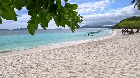 Soft Waves and White Sand Beach Island In Palawan Philippines Stock Footage 233763863