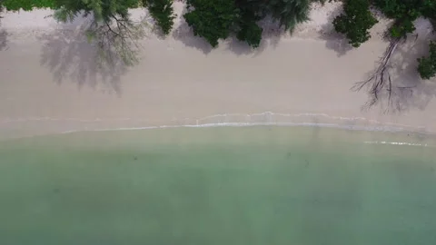 Soft waves of blue ocean on sandy beach background from top view from drones. Stock Footage 204923131