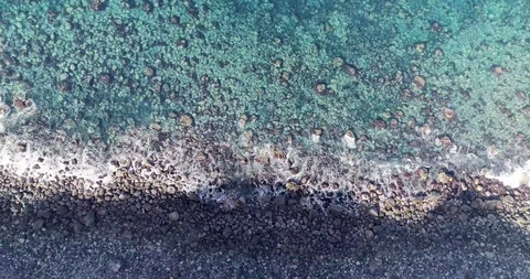 Soft waves crashing on the beach, drone top shot, Tenerife Stock Footage 119107145