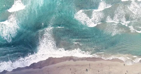 Soft waves crashing on the beach, drone top shot, Tenerife Stock Footage 119107442