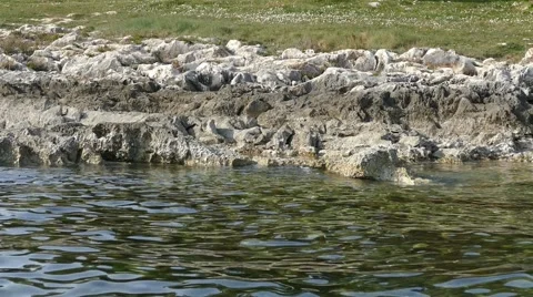 Soft Waves on the Rock shore 2 Stock Footage 50494235