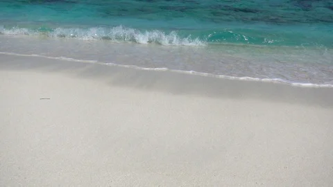Soft waves on the sandy beach. Indian ocean, Maldives. Slow motion 240 fps Stock Footage 119152921