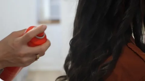 Soft Waves Styled Professionally, Salon Technician Creating Gentle Waves On Long 스톡 동영상 323773164