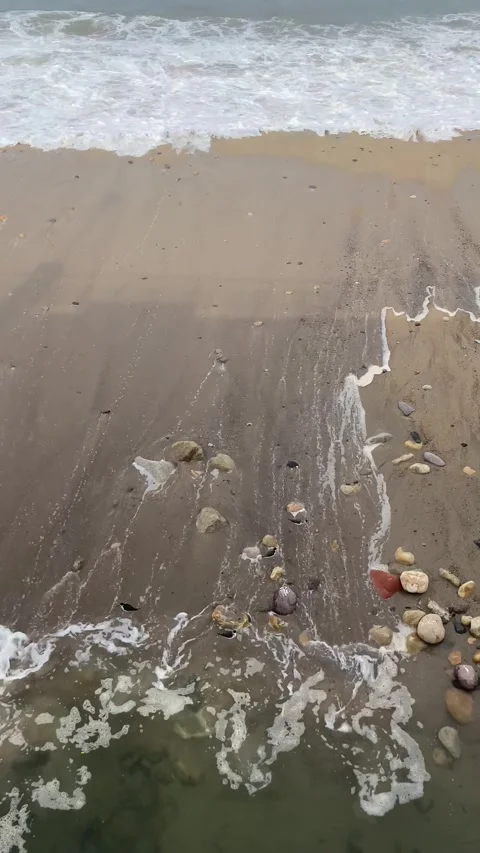 Soft Waves washing on Coastal sandy Formations Mexico beach Video stock 327618831