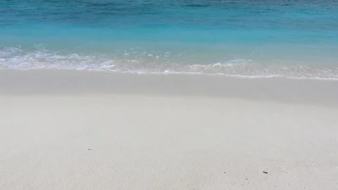 Soft waves on white sand beach. Turquoise water. 4K Stock Footage 119156808