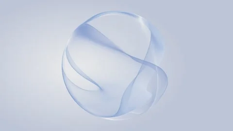 Soft white blue sphere on light background. Delicate wavy 3D orb of smooth .. Stock Footage 339511072