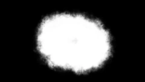 Soft white circular spray paint cloud isolated on a deep black background Video stock 333782872