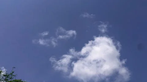 Soft White Cloud Formation in Bright Blue Summer Sky with Copy Space Fotos Stock