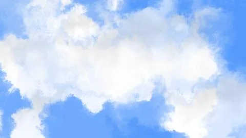 Soft white clouds in bright blue sky, airy natural background with fresh su.. イラスト素材
