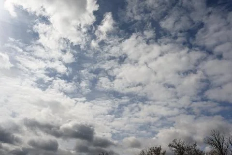 Soft White Clouds in Clear Blue Sky for Wellness and Outdoor Activity Background Stock Photos